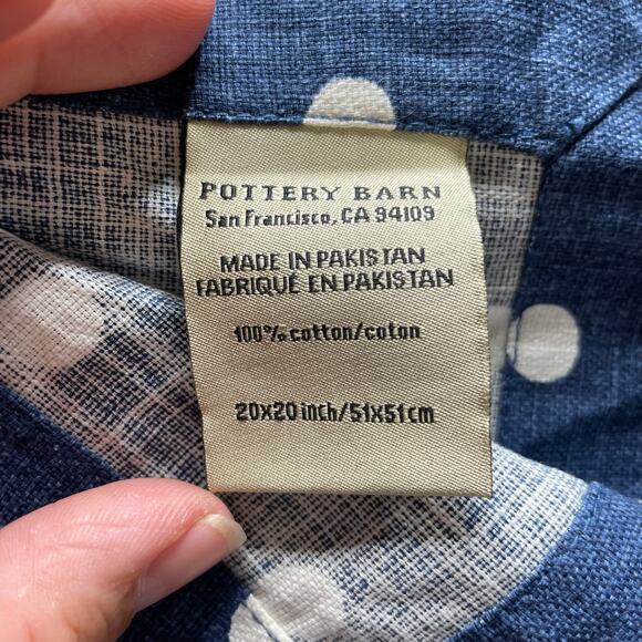 Pottery Barn Blue Soft Denim White Polka Dot Lot Sm Lg Napkins Table Runner - Picture 3 of 6